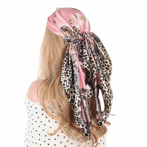 Платок на голову Женский, бандана, модный дизайнерский красивый платок из мягкого шелка, атласная шаль, платок 90*90 см, квадратный вырез, шарф для волос 4001289005995
