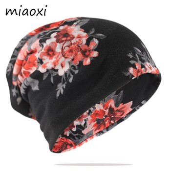 Шапка-шарф Женская демисезонная теплая с цветочным принтом 4001293925603