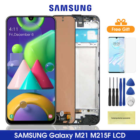 100% протестированный экран дисплея M215 для Samsung Galaxy M21 M215 M215F M215F/DS, ЖК-дисплей, сенсорный экран, дигитайзер с рамкой 4001294307670