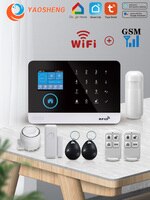 Беспроводная домашняя система охранной сигнализации Wi-Fi GSM для приложения Tuya Smart Life с датчиком движения, совместима с Alexa и Google 4001294646318