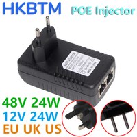 Инжектор HKBTM POE, 48 В, 24 В, 12 В, 24 Вт, вилка для ЕС, США, Великобритании, Австралии, для IP-камеры видеонаблюдения, источник питания, адаптер Ethernet, точка доступа к телефону 4001297573968