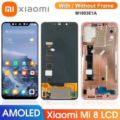Сменный экран дисплея Mi 8 6,21 дюйма, для Xiaomi Mi 8 M1803E1A, ЖК-дисплей, цифровой сенсорный экран с заменой рамки 4001297884546
