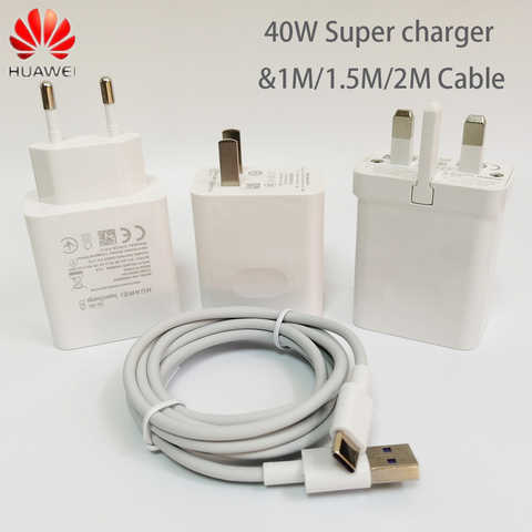 Зарядное устройство Huawei, 40 Вт, 10 в, 4 а, ЕС/США/Великобритания, адаптер, 5 А, кабель USB type-c для nova 5 6 7 pro mate 20 30 pro p40 p30 pro 4001300248389