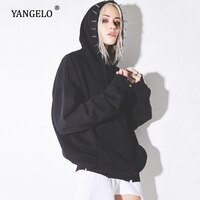 Женская готическая Толстовка Yangelo, топы Y2K с шипами, черный пуловер свободного кроя с длинным рукавом в стиле панк, свитер осень зима 4001309474321