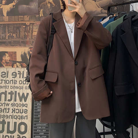Мужской Блейзер, однотонный повседневный деловой пиджак, модель M-2XL в Корейском стиле, уличная одежда 4001331920814