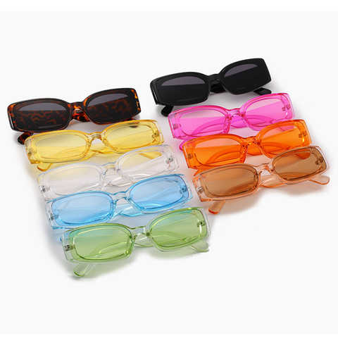 Новинка 2022, маленькая квадратная оправа, конфетные цвета, прозрачные солнцезащитные очки, женские цветные очки, красивые очки для моря, прямоугольные модные очки 4001340521016