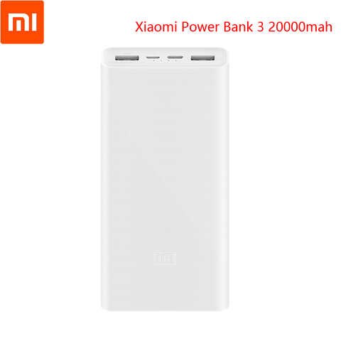 Внешний аккумулятор Xiaomi Power Bank 3, 20000 мАч, Type C, поддержка двухсторонней быстрой зарядки, портативное зарядное устройство QC3.0 для смартфонов Xiaomi Huawei Samsung мобильный телефон 4001346577993