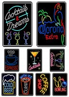 Флуоресцентный жестяной знак для бара, клуба, паба, разноцветный коктейль, пиво, боулинг, металлическая железная пластина, Настенный декор, железная краска 4001360948263