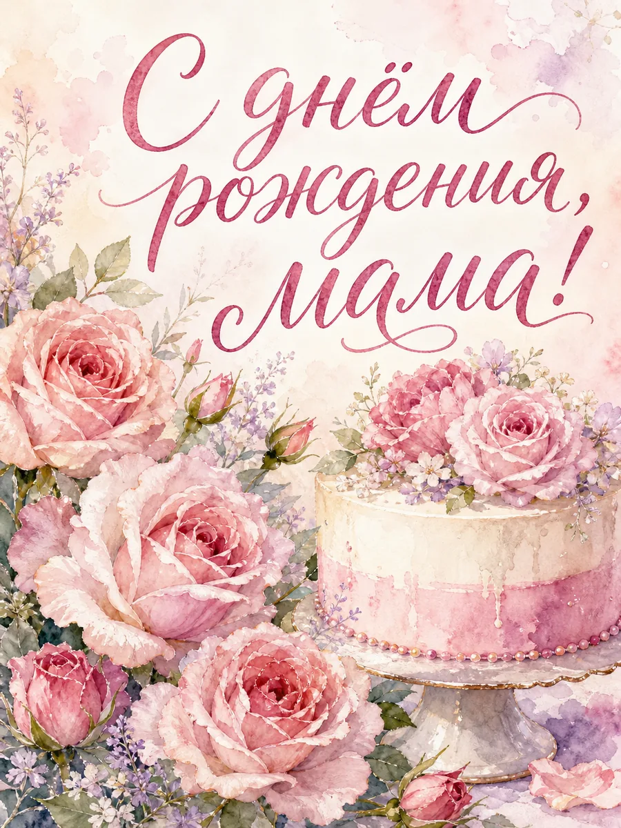 Открытка с поздравлением: «С днём рождения, мама!»