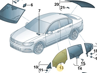 стекло двери передней правой Volkswagen Passat B8 2015, 1.8 л., CJSA, бензин, робот, 2t/c9x чёрный перламутр, седан, правый руль, 3G0845202
