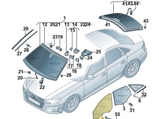 стекло двери передней левой Audi A4 B9 2017, 2.0 л., CVKB, бензин, АКПП, 2y/s9r белый металлик, седан, передний привод, правый руль, 8W0845201