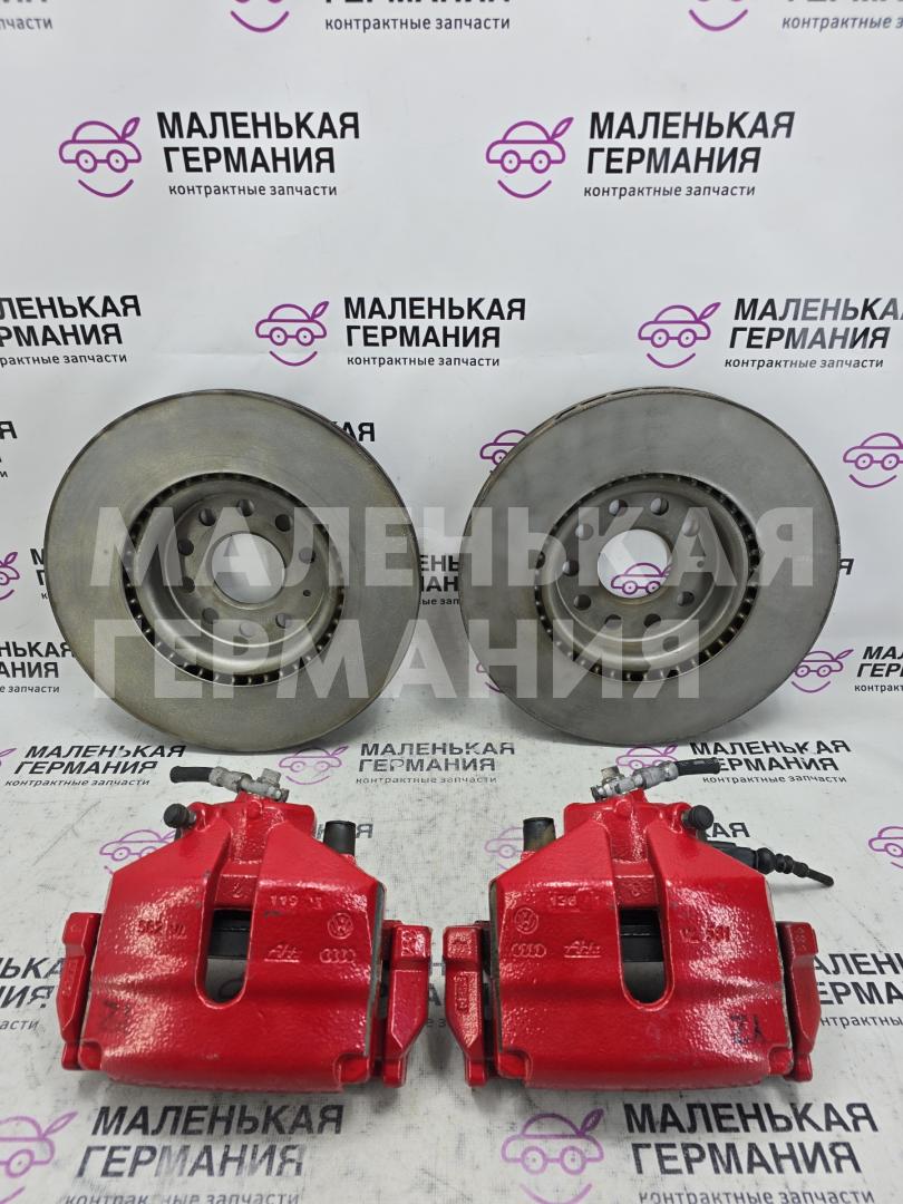 комплект тормозов Volkswagen Golf GTI 6 поколение 2011, 2.0 л., CCZB, бензин, робот, b4/b9a белый, хетчбэк 5 дв., передний привод, правый руль, 1K0615123M, 1K0615124M, 1K0615301AA, 5Q0615301F - фото №1