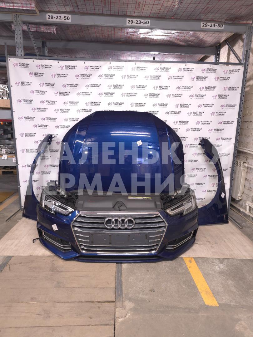 передняя часть (ноускат) Audi A4 B9 2017, 2.0 л., CVKB, бензин, МКПП, s9/x5q синий металлик, седан, передний привод, правый руль, 8W0821434B, 8W0821468, 8W0121763A, 8W0941034A, 8W0941033A, 8W0807437F, 8W0959455, 8W0129618, 8W0121764A, 8W0821231A, 8W0821433B, 8W0821092 - фото №1