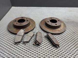 диски тормозные (комплект) Hyundai Accent 2 поколение (LC) LC2 2009, 1.5 л., G4EC-G, бензин, МКПП, h01 - бежевый, седан, передний привод, 51712-25061, 58101-25A10