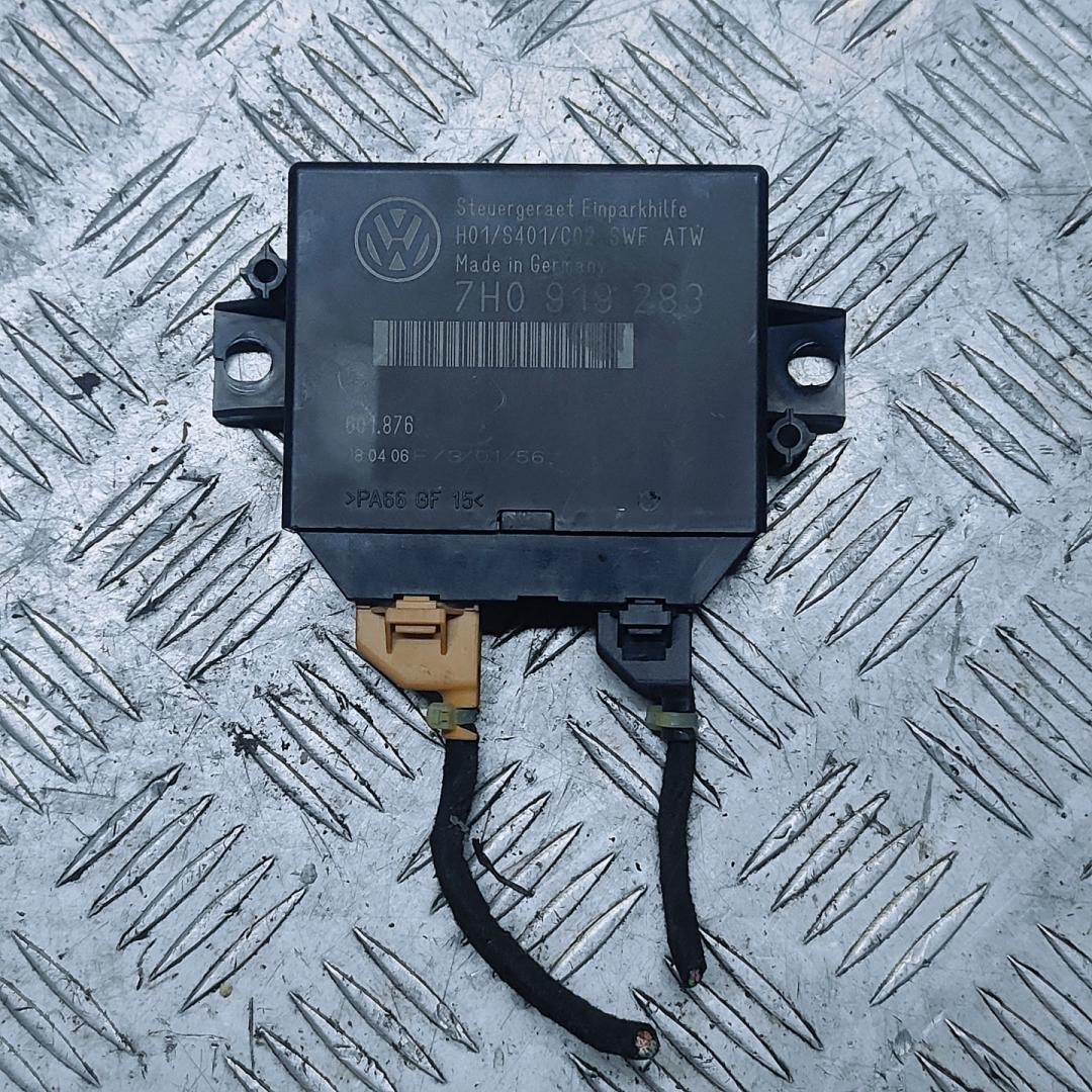 блок управления парктрониками Volkswagen Transporter T5 2006, 2.5 л., TDi, AXD, дизель, робот, серебристый, микроавтобус, передний привод, правый руль, 7H0919283 - фото №1