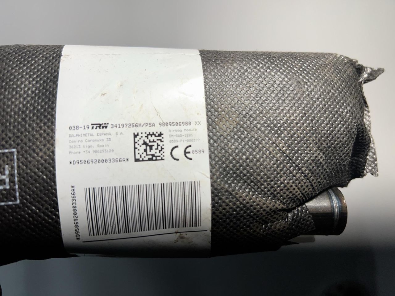 подушка безопасности сиденья Peugeot 3008 2 поколение 2019, 1.2 л., бензин, МКПП, передний привод, правый руль, 9809506980, 34197256H - фото №1