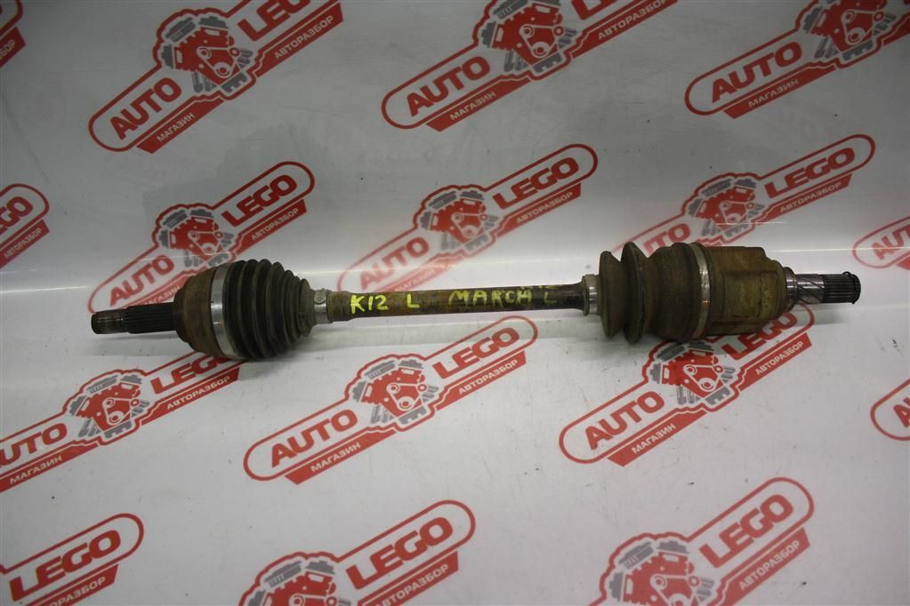 полуось передняя левая (приводной вал, ШРУС) Nissan March K12 AK11 2002, 1.2 л., CR12DE, бензин, АКПП, черный, хетчбэк 5 дв., передний привод, правый руль, 39101AX005 - фото №1