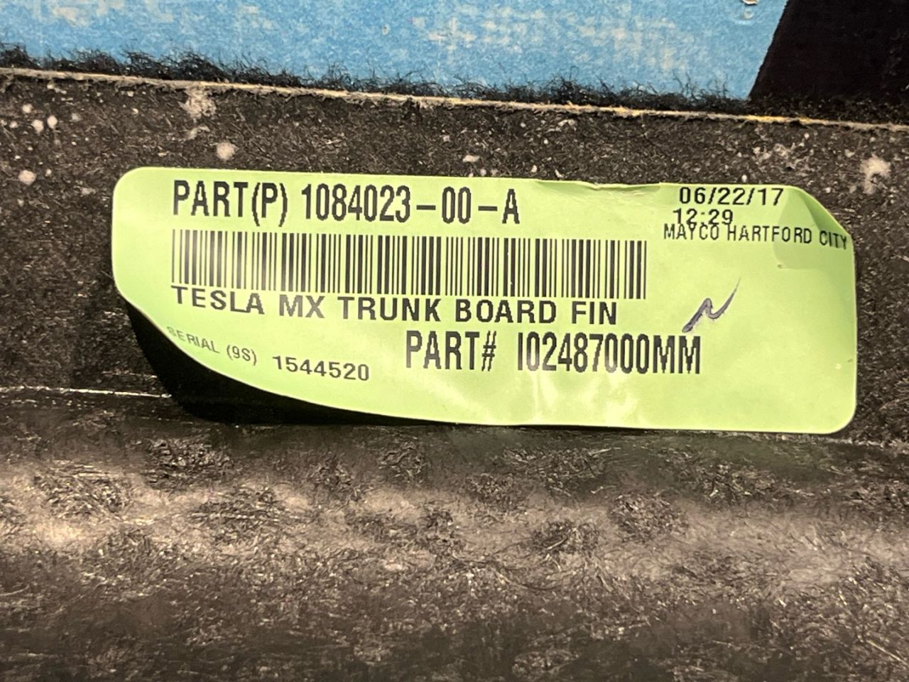 ковер багажника Tesla Model X 1 поколение 2017, электро, белый, 1084023-00-A - фото №1