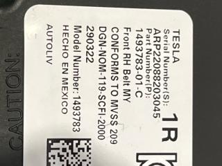 ремень безопасности Tesla Model Y 1 поколение 2022, электро, белый, 1493783-01-C