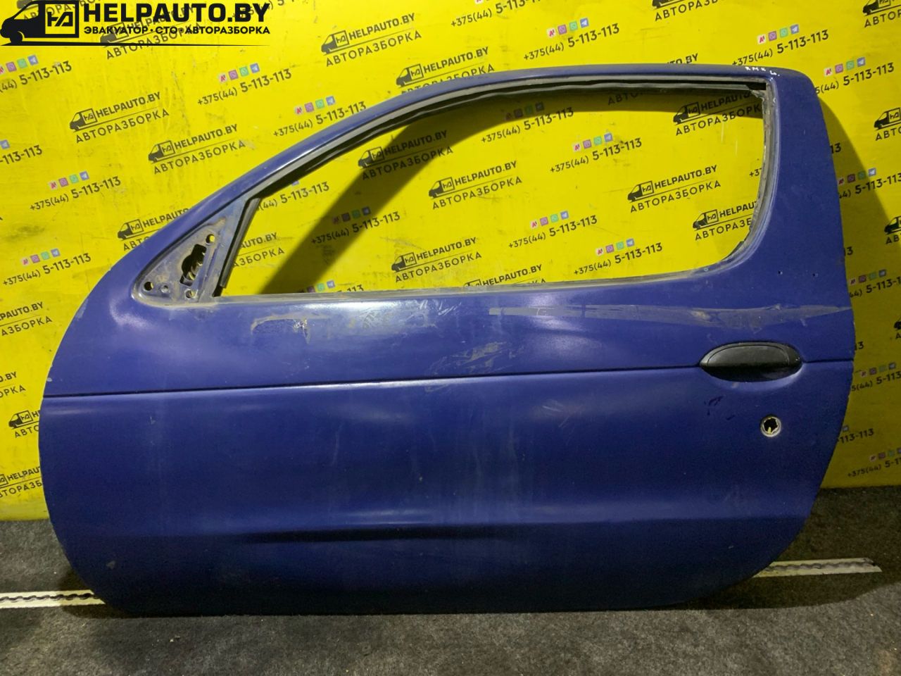 дверь передняя левая Renault Megane 1 поколение 1996, 1.6 л., K7M 702, бензин, МКПП, синий, купе, передний привод - фото №1
