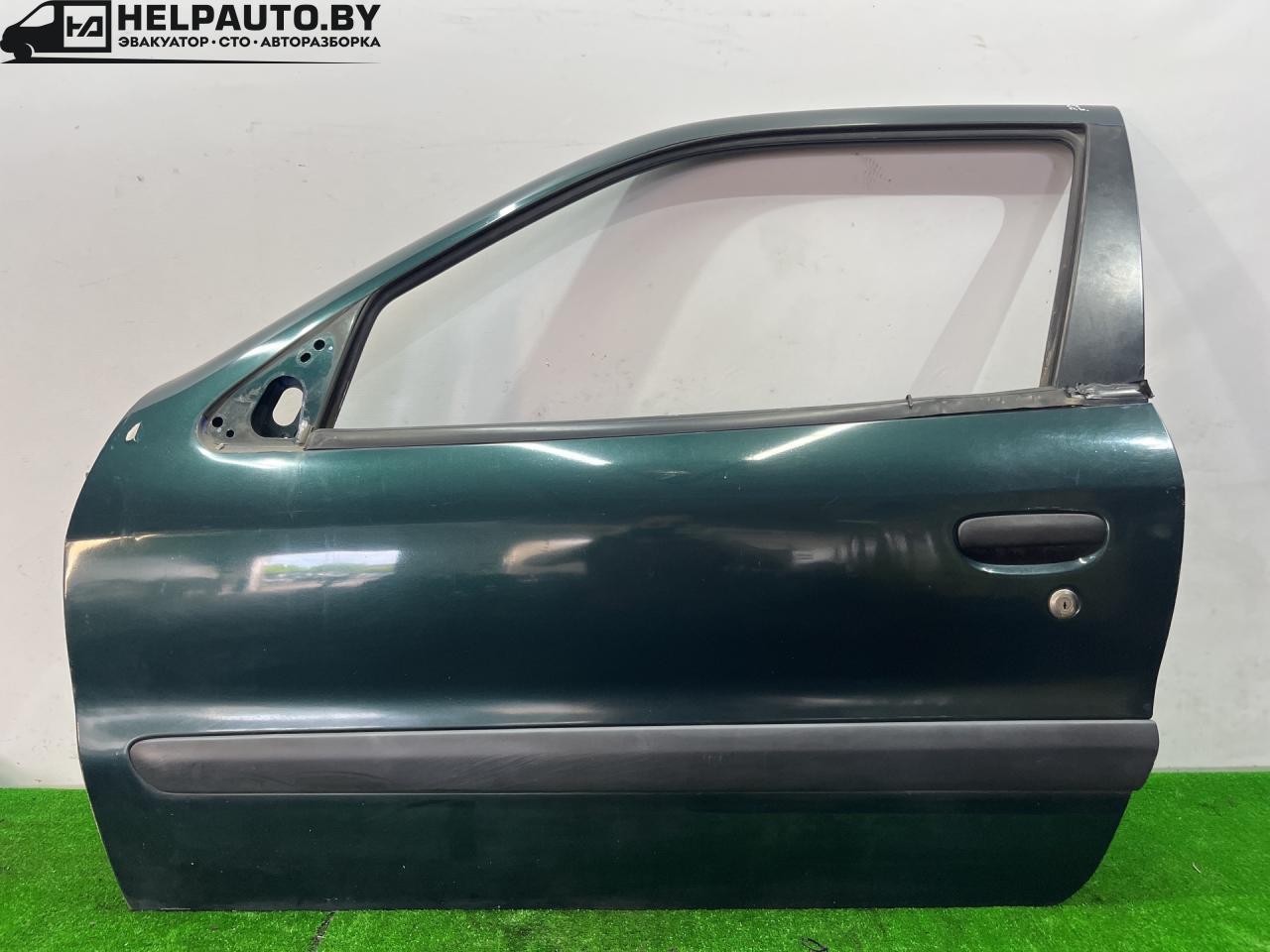 дверь передняя левая Citroen Xsara 1 поколение 1998, 1.6 л., бензин, 5МКПП, зелёный, хетчбэк 3 дв., передний привод - фото №1
