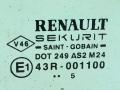 стекло двери передней левой Renault Megane 2 поколение 2005, 1.9 л., F9Q 800, дизель, МКПП, серый, универсал, передний привод, 43R-001100, 8200077233 - фото №2
