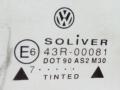 стекло двери задней левой Volkswagen Passat B5 1997, 1.8 л., AEB, бензин, МКПП, синий, универсал, передний привод, 43R-00081, 3B5845025 - фото №2