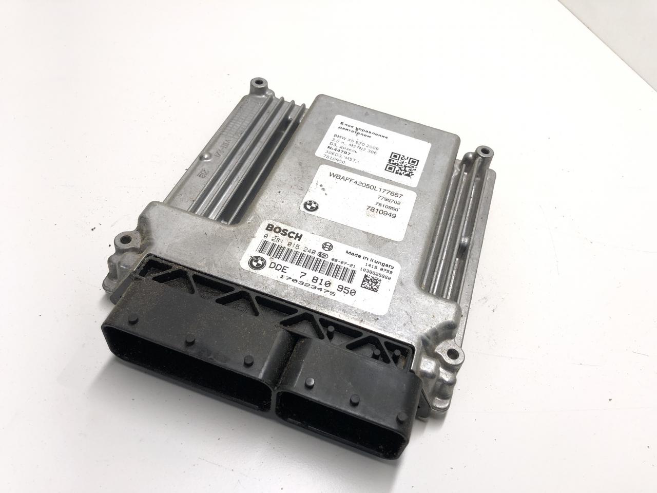 блок управления двигателем BMW X5 E70 2009, 3.0 л., дизель, 306D3, M57, 7810950, 0281015240 - фото №1