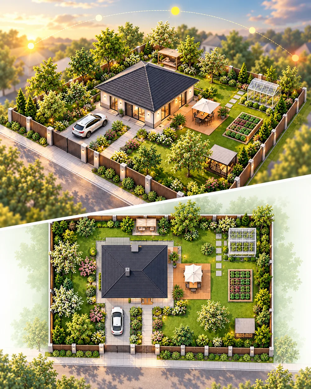 Участок HouseForma в 3D, план участка и траектория солнца