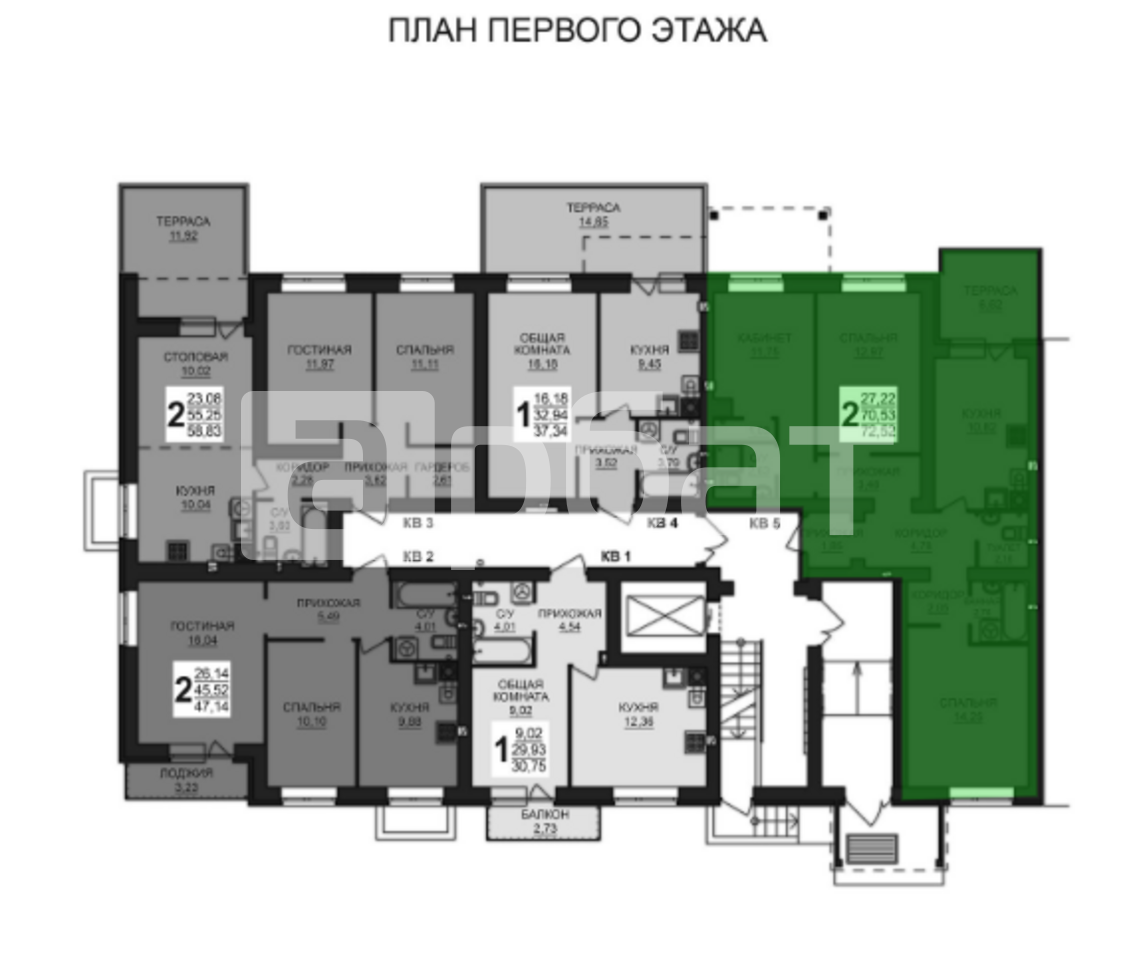 Ивановская обл, деревня Дерябиха, д 80 2-комнатная квартира, 73.91 м²