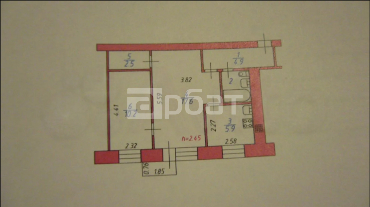 2-к. квартира, 44,1 м², 5/5 эт.