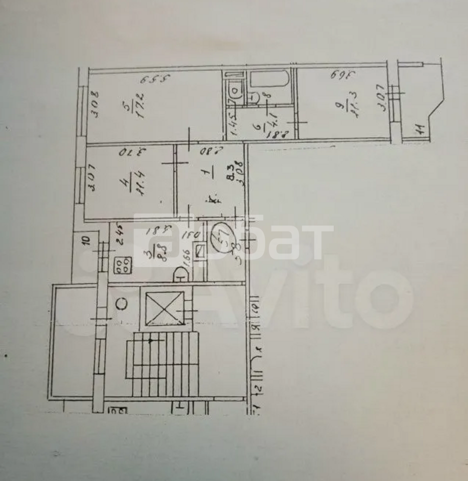 3-к. квартира, 65 м², 6/9 эт.