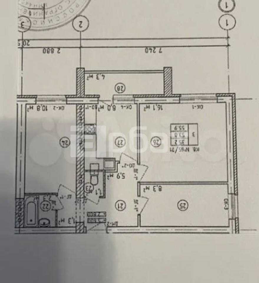 3-к. квартира, 53,4 м², 2/3 эт