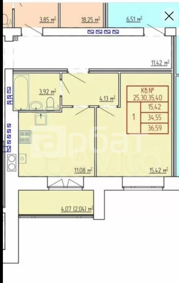 1-к. квартира, 36,6 м², 4/10 эт.
