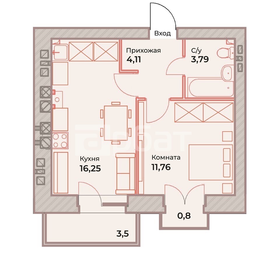 1-к. квартира, 37,2 м², 5/9 эт.