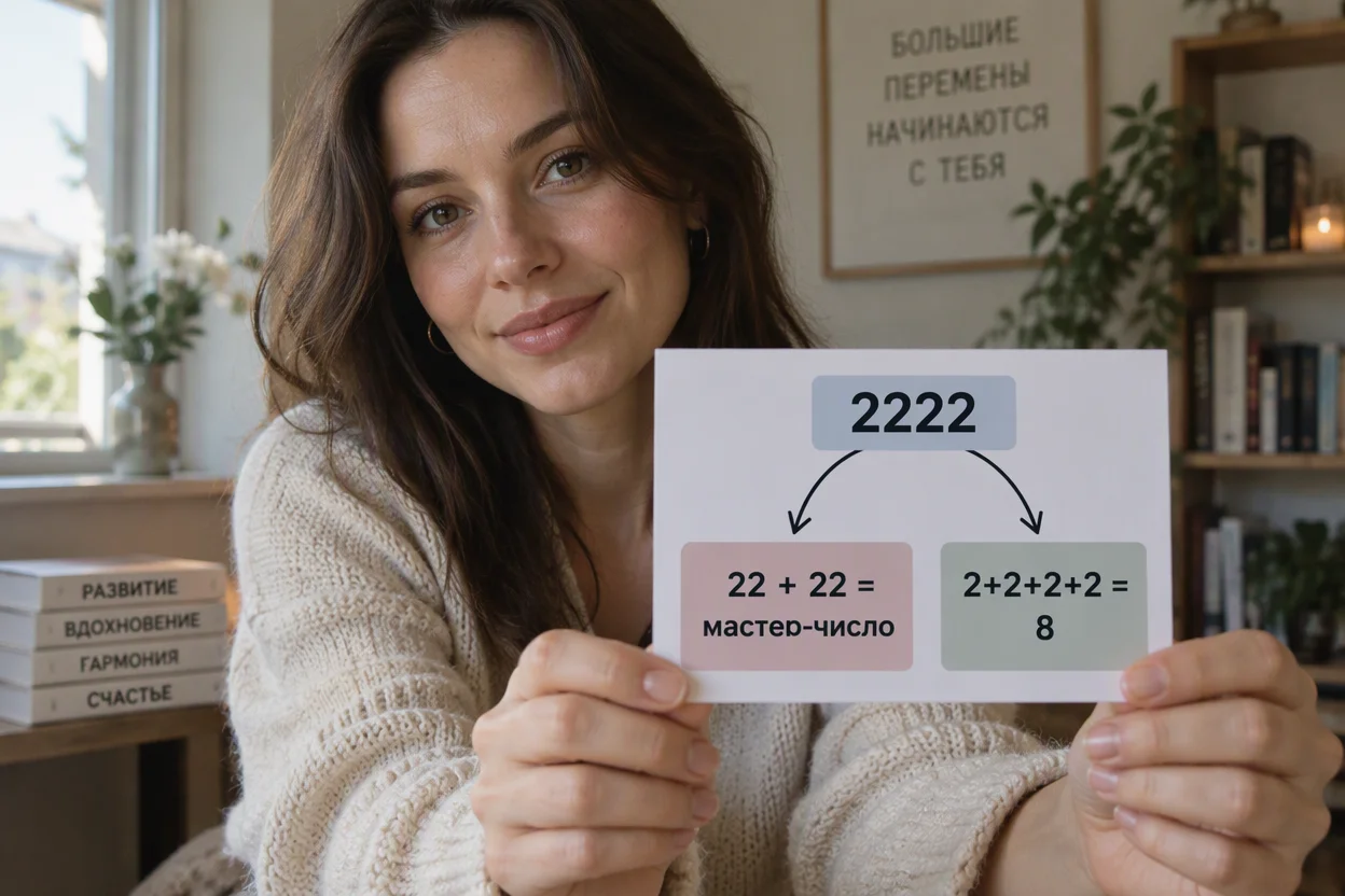 Мастер-число 22 — схема разложения 2222 на две двойки и сумму