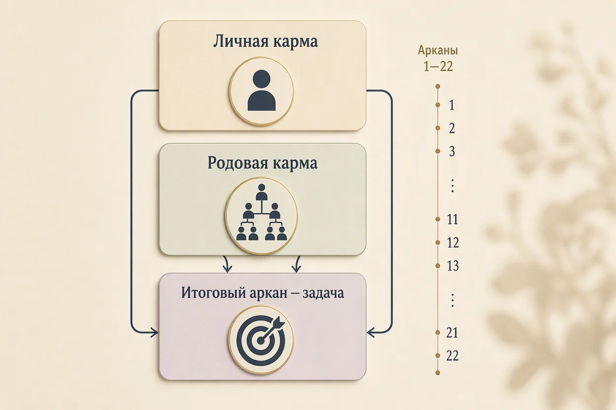 Три уровня кармического хвоста: личная карма, родовая карма и итоговый аркан задачи воплощения