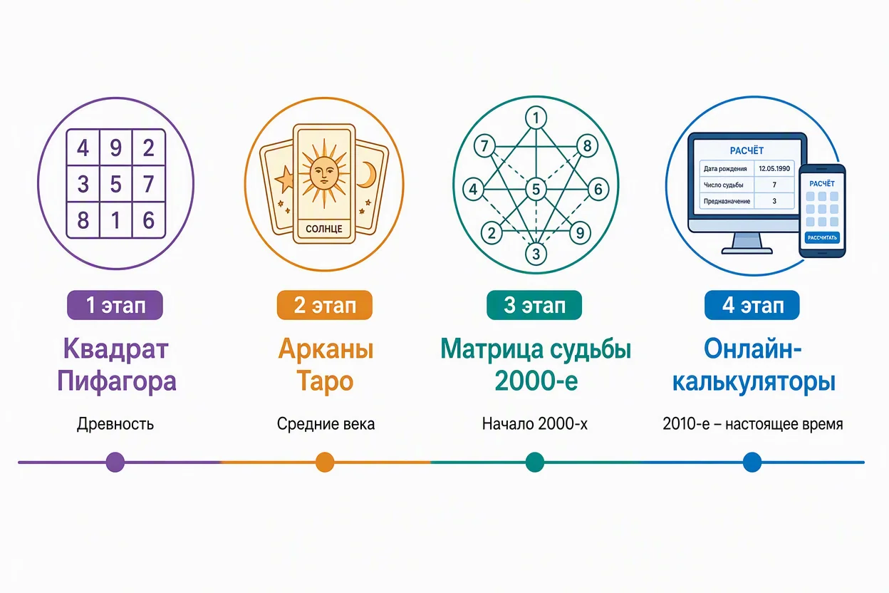 Эволюция матрицы отношений от квадрата Пифагора до цифровых калькуляторов