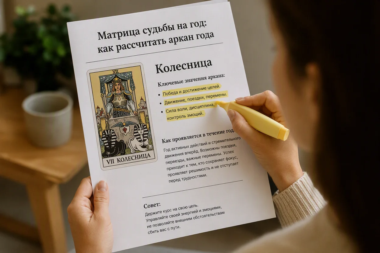 Матрица судьбы на год шаг 5: чтение значения аркана года по описанию
