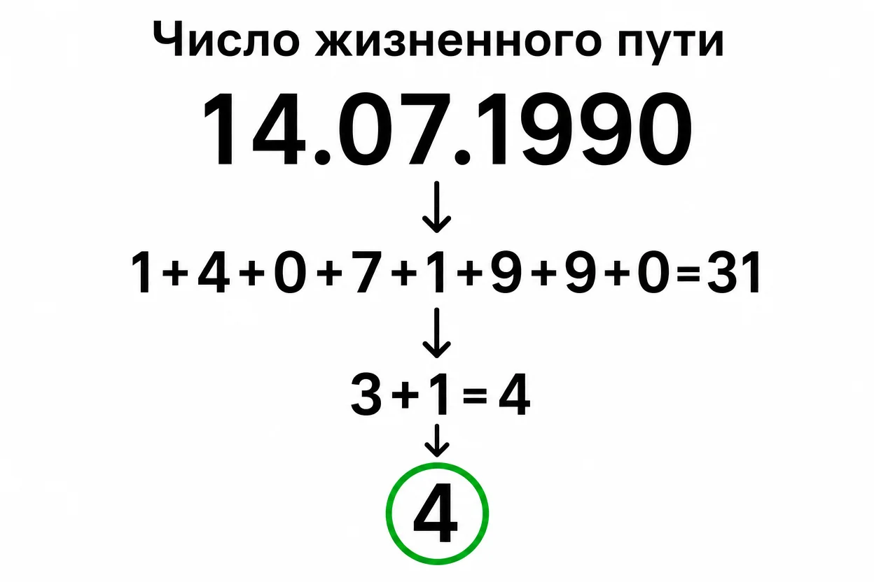Число жизненного пути — пошаговое сложение цифр даты рождения до одной цифры