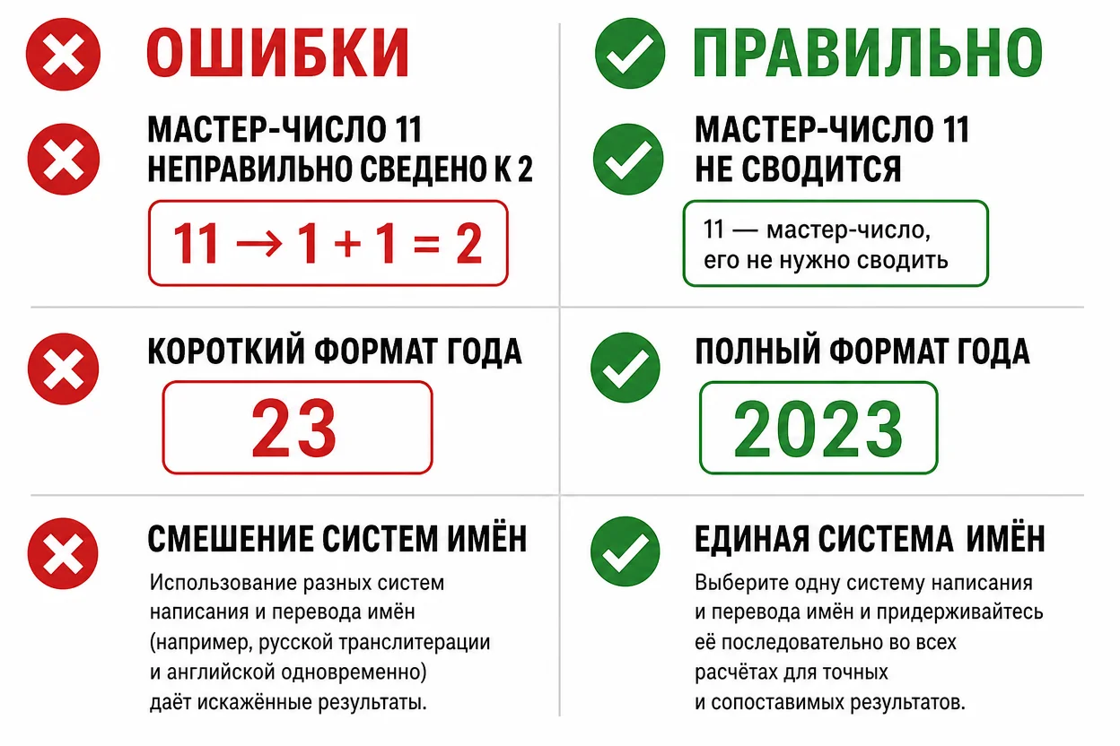 Нумерология бесплатно — типичные ошибки при расчёте числа по дате рождения