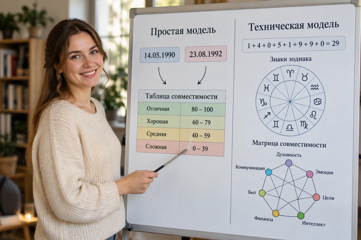 Рассчитать совместимость по дате рождения: простая и техническая модель — сравнительная инфографика