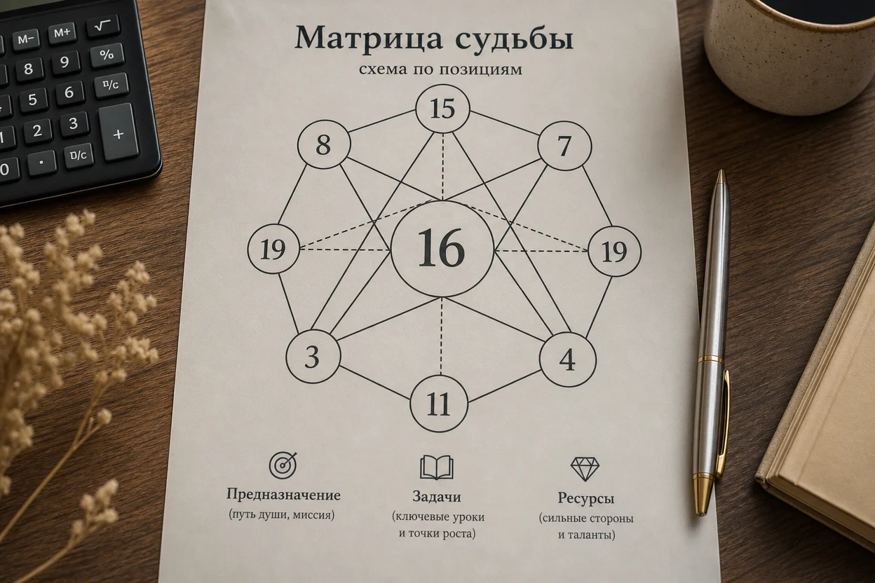 Расшифровка матрицы судьбы: вычисление центрального аркана схемы