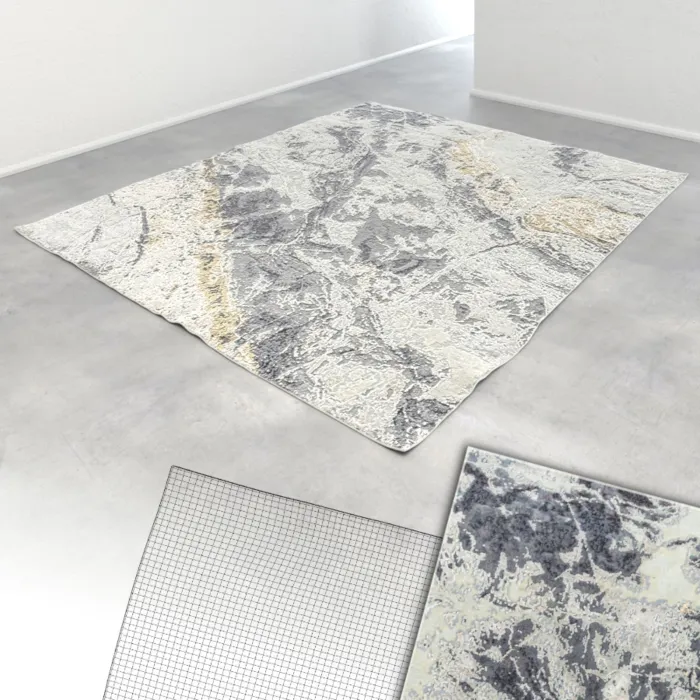 Индийский ковер из шерсти и арт-шёлка RIVOLI MARBLE  KE-164 - 3D модель