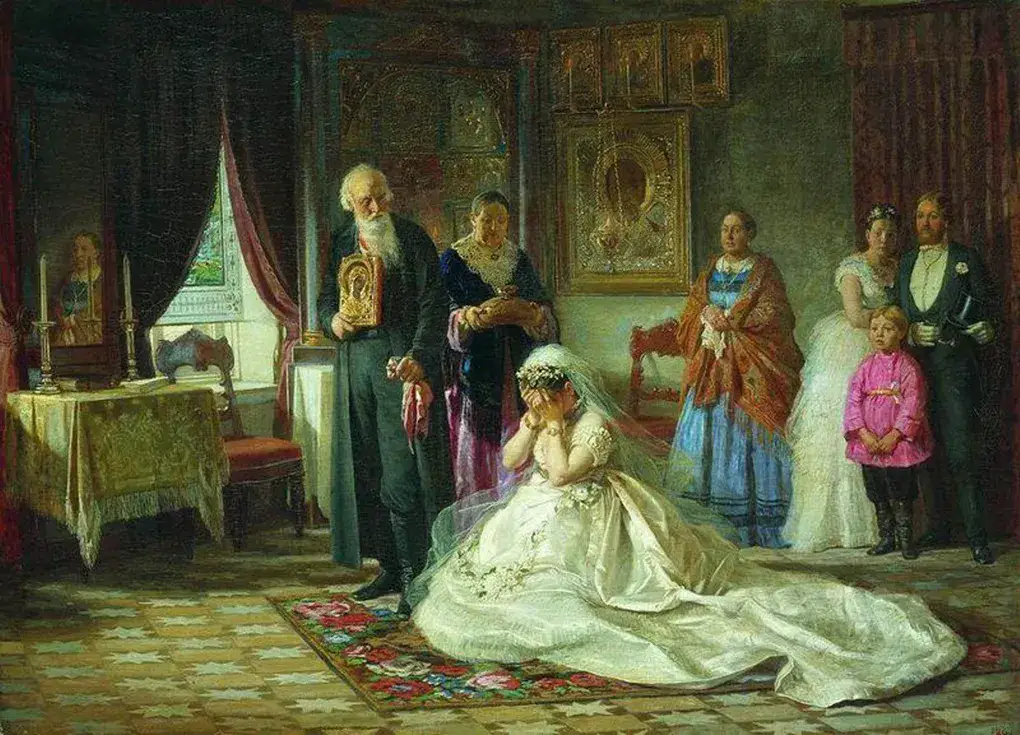 Фирс Журавлев. Перед венцом. 1874. Государственный Русский музей, Санкт-Петербург