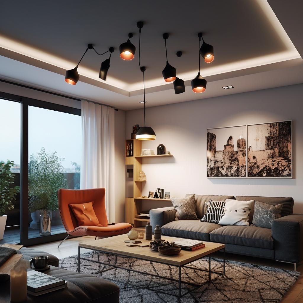 10 идей использования потолочных светильников в интерьере гостиной фото и советы