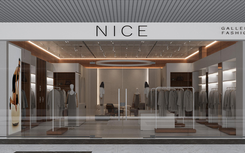 Дизайн-проект интерьера женского бутика одежды NICE  в Нижнем Новгороде в ТЦ Индиго