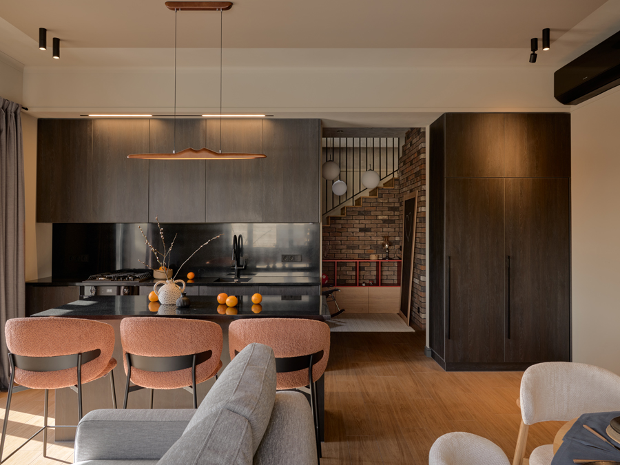 Картинка проекта Кухня-гостиная в стиле минимализм с освещением ARTE Lamp в программе «Дачный ответ»