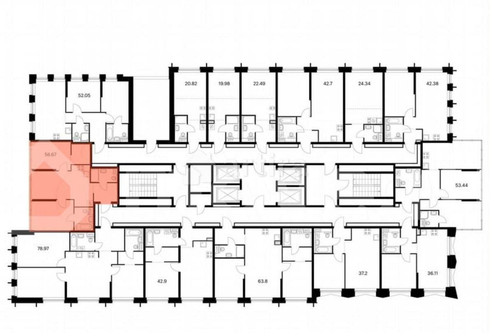 2-комн. квартира, 56.7 м2, 17/32 эт. Москва - изображение 1