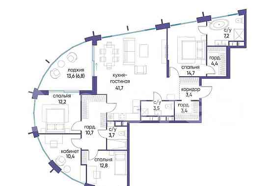 4-комн. квартира, 134.9 м2, 6/19 эт. Москва